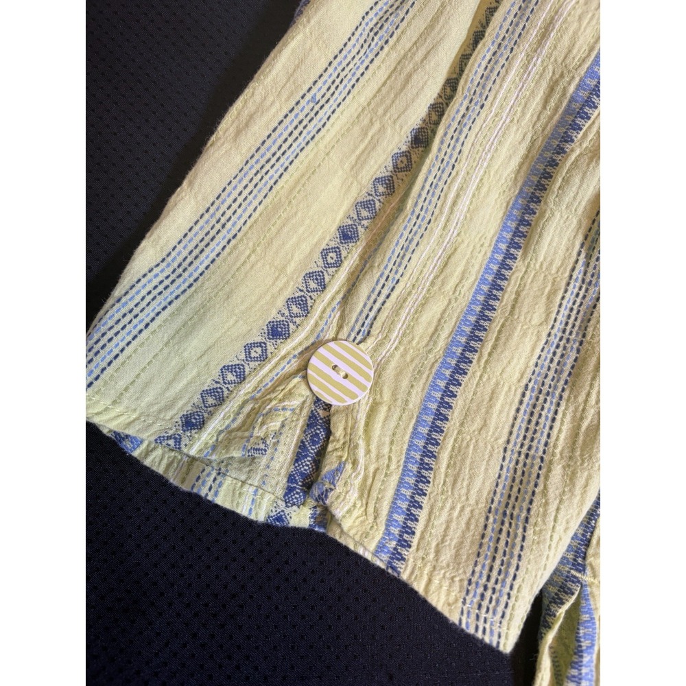 Habitat Clothing Lime Green Cotton Tunic Top~L~3/4 Sleeve Button Back Lagenlook - Picture 14 of 15